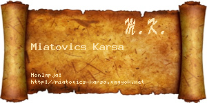 Miatovics Karsa névjegykártya